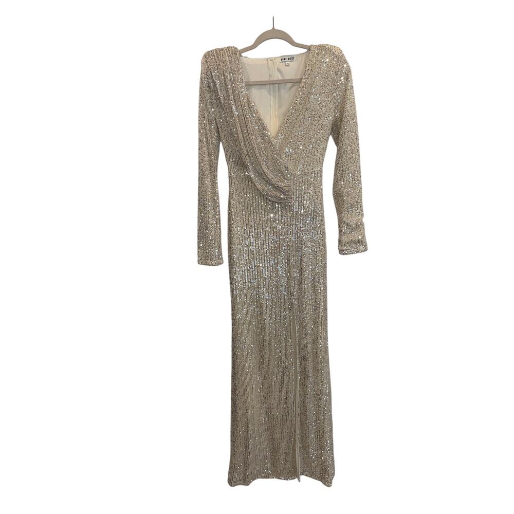Bump Biddy Maternity Sequin Maxi Dress S Champagne Silver Pregnancy Gown
